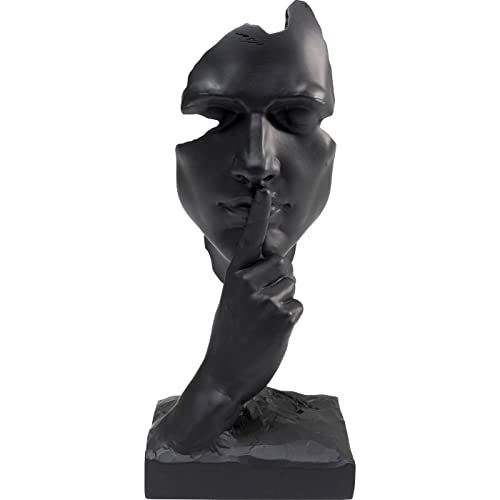 Kare Design Deco Object Quiet Face, Black, Modern, Statue, Gift Idea, Decorative Home Accessories, Room Decor, Home Decor for Living Room, Bedroom, Home Office, 31x13x11 cm (H/W/D)