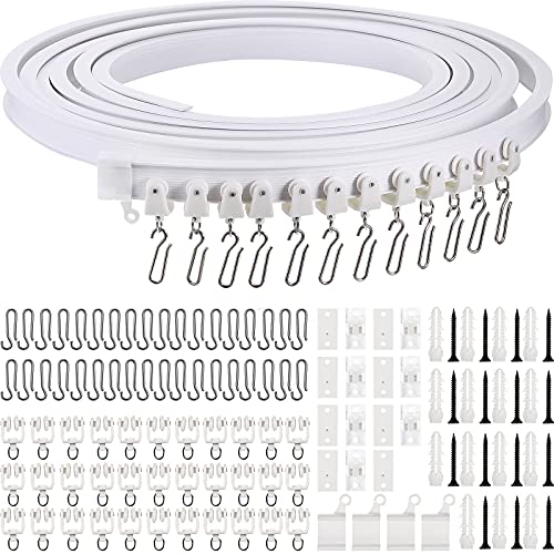 Jetec Flexible Bendable Ceiling Curtain Track, 9.8ft/16.4ft(5m), Ceiling Mount for Curtain Rail with Track, Room Divider(3 m,White)
