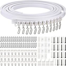 Jetec Flexible Bendable Ceiling Curtain Track, 9.8ft/16.4ft(5m), PVC Ceiling Mount for Curtain Rail with Track, Room Divider Home, Office, Rv, Bathroom(3 m,White)