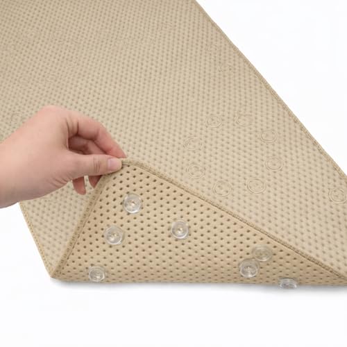 Deluxe Bathtub Mat Non Slip, Soft Foam Bath Mats for Bathroom Tub, Bathtub Mat with Drain Holes, Suction Cups- 36??? X 17??? - Light Khaki