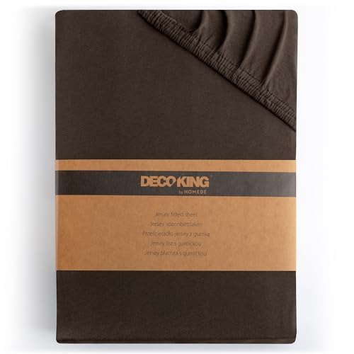 DecoKing Fitted Sheet Emperor II 100% Combed Cotton Soft Jersey Bed Sheet 200x200-200x220 cm Brown Amber