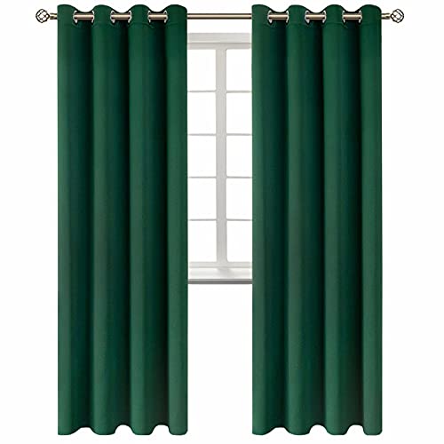 BGment Christmas Blackout Curtains - Grommet Thermal Insulated Room Darkening Bedroom and Living Room Curtains, Set of 2 Decorative Curtain Panels (52 x 84 Inch, Emerald Green)