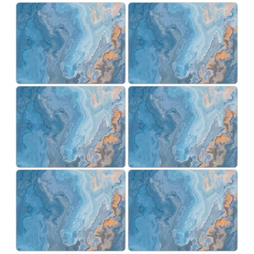 Marble Placemats Set of 6 Blue Marbles Plastic Table Mats Marble Theme Place Mats Wipe Clean Washable Holiday Table Decoration for Indoor Outdoor Party Kitchen Dining