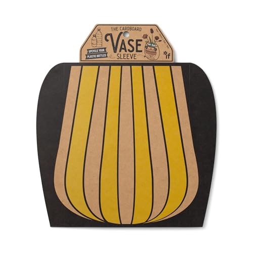 IF Decorative Vase Sleeve - Home decor - upcycle plastic bottles by covering them. Double sided cardboard cover - two vase designs per pack - Yellow Stripy