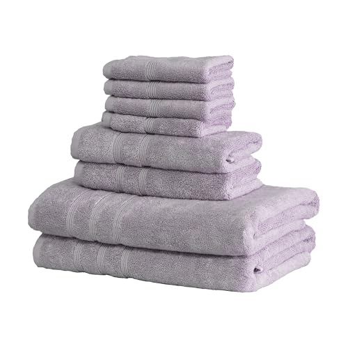 "Mosobam Luxury Turkish Towel Set 8 Pack 30""x58"", 16""x30"", 13""x5"", Aura Lavender, 700 GSM, Bamboo Viscose & Combed Aegean Turkish Cotton"