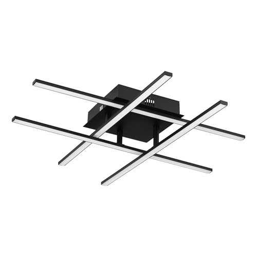 Eglo LED Ceiling Light Lasana 3, 4-Light wall lamp, Ceiling lamp Made of Steel in Black and Plastic in White, Living Room lamp, Warm White, L x W 50 cm