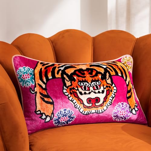 furn. Year Of The Tiger Velvet Polyester Filled Cushion