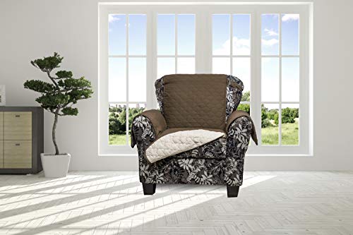Blackout365 Reynolda Reversible Waterproof Microfiber Chair Cover with Strap Buckles in Chocolate-Natural