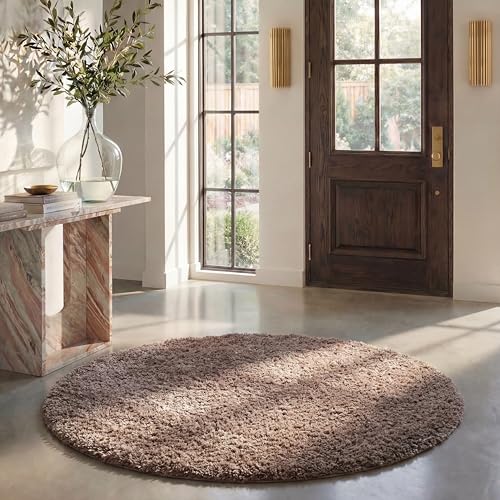 Safavieh Shag Rug for Living Room, Dining Room, Bedroom, August Shag Collection, Short Pile, in Taupe, 200 X 200 cm