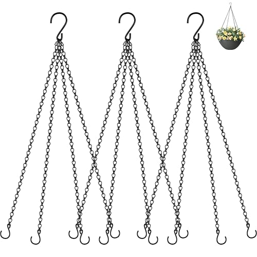 garini 3 Pack, 23 Inch Hanging Baskets Chain, Hanging Chains with Hooks Flower Pot Chain Replacement Plant Hangers for Planters, Bird Feeders and Lanterns(Black)???