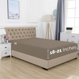 Elegant Comfort 1500 Premium Hotel Quality 18-21 Inches Deep - Extra Deep Pocket Single Fitted Sheet for High Mattress, Luxury and Softest, Smart Pocket - Wrinkle Free, King, Taupe