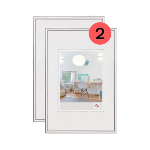 walther Design Picture Frame Silver 15 x 20 cm Twin Pack, New Lifestyle Plastic Frame KV520SD