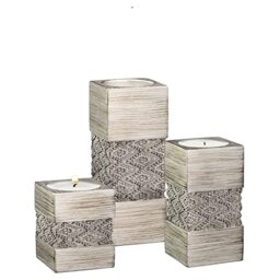 Tealight Candle Holder Set of 3 - Centerpiece for Living Room and Dining Room Table Decor, Coffee Table Decor, Ideal for Fireplace, Entrance or Bathroom (Dublin Silver)