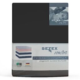Setex - Flannelette Bed Sheet with Elastic Band Cuddly Soft - Flannelette Fitted Sheet Made of 100% Cotton with All-Round Elastic Band - Bed Sheet 90 x 200 cm Black