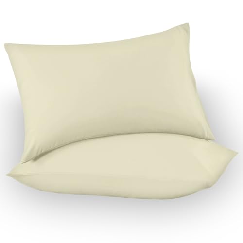 GC GAVENO CAVAILIA Microfiber Pillow Cases 2 Pack - Plain Dyed Housewife Pillowcases - Cream