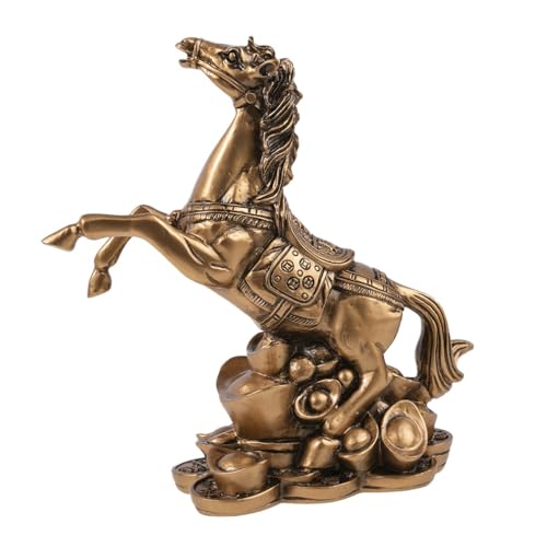 lachineuse - Lucky Horse Figurine - Feng Shui Equestrian Statue - Symbol of Wealth & Abundance - for Office, Home - Asian Chinese Decoration - 16.5 x 16.5 cm - Gold