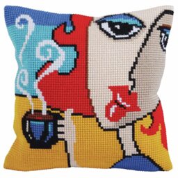 Collection d'Art Cross Stitch Kit: Cushion: Fragrant Coffee, 40 x 40cm, Multicolor