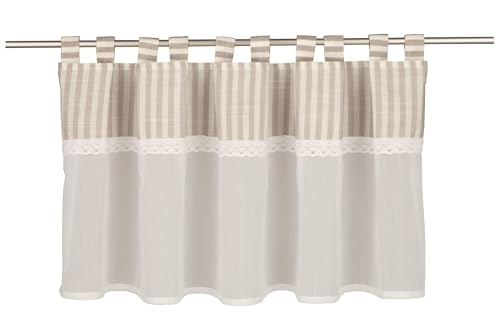 Gardinia Bistro Curtain Tree Look with Contrasting Lace Border Beige 135 x 45 cm