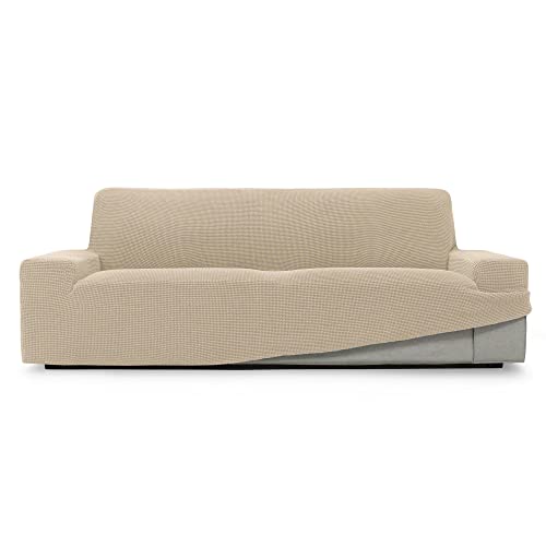 SOFASKINS?? Super Elastic Cover, Sofa Cover 3 Seater, Breathable, Comfortable and Durable, Sofa Cover, Easy to Install, Dimensions (180-230 cm), Beige