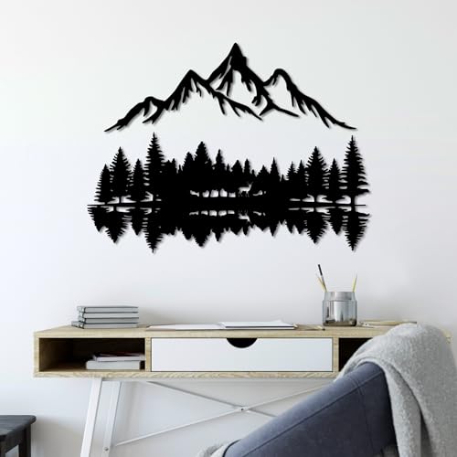 Stylish Black Decorative Metal Wall Accessory, 62 x 22 cm & 70 x 51 cm, 100% Metal, 1.5 mm Thick, Easy Wall Mounting, Perfect for Home Decor