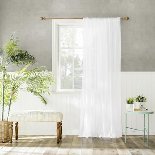 "Archaeo 100% Cotton Sheer Curtain, 50"" x 63, White"