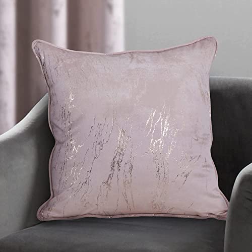 Sleepdown Marble Effect Velvet Filled Cushion Soft Decorative Cushion for Home Decor Sofa Bedroom and Car- 45cm x 45cm - Blush Pink,5056242896364