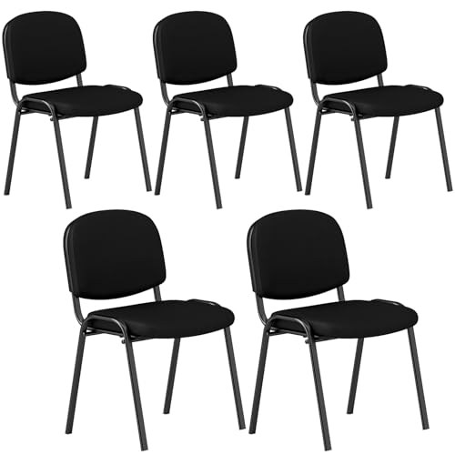 CASART 5/10PCS Stackable Conference Chairs, Heavy Duty Reception Chairs with Upholstered Fabric Seat, Metal Frame Guest Chairs for Home Waiting Room Conference Room Office (5)
