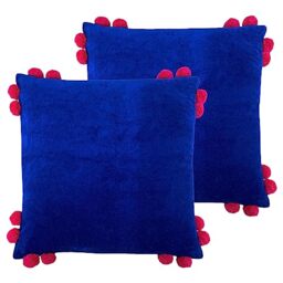 furn. Hoola Pom-Pom Feather Filled Cushion - Twin Pack