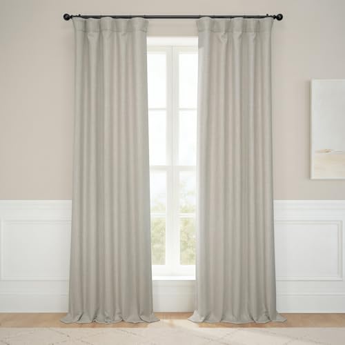 HPD Half Price Drapes Faux Linen Textured Room Darkening Curtains for Bedroom 108 Inches Long (1 Panel), 50W X 108L Curtains for Living Room Home Decor, Thatched Tan