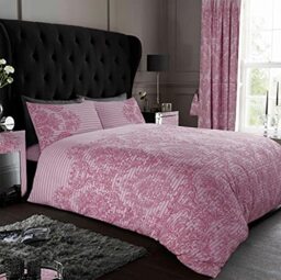 GC GAVENO CAVAILIA Empire Damask Duvet Cover, Soft & Cosy Floral Bedding, Luxury Reversible Paisley Printed Quilt Set, King, Blush Pink