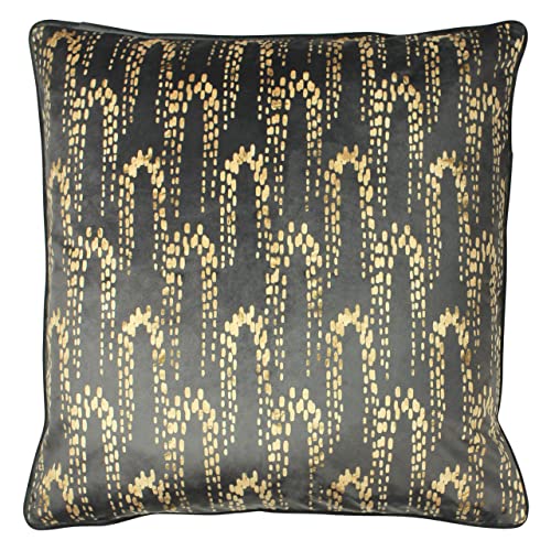 furn. Wisteria Feather Filled Cushion, Polyester, Charcoal