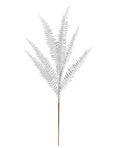 Silver Glitter Leaf Christmas Tree Spray, 75cm Decorative Pick - Silver glitter leaf spray, 75cm decorative Christmas foliage for trees, wreaths, garlands and arrangements