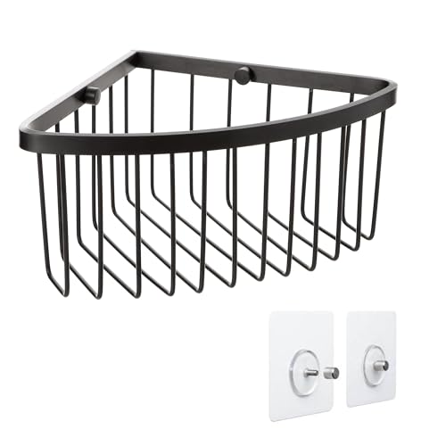 TATAY Shower Caddy Aluminium Holds up to 5 kg 100% Stainless - Shower Caddy Bathroom - Dimensions 20x11.5x20 cm - Quick Fix System - Supports 5 kg - Holds up to 5 kg, Black