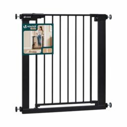 VOUNOT® Safety Gate for Stairs 75-82cm, Pressure Fit Baby Gate with Auto Close, Double Locking System, Two-Way Opening, No Drill Stair Gate for Children and Pets, Black