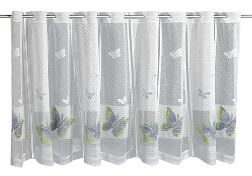 Gardinia Bistro Curtain Jacquard Butterflies Airbrush Green 160 x 60 cm