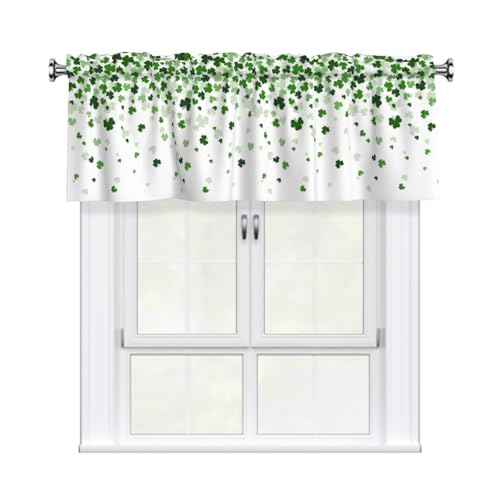 Cneztholim St Patricks Day Valance Curtain for Windows Green Shamrocks Kitchen Curtains Saint Patrick's Day Home Decorations for Living Room with Rod Pocket 54x18 inch