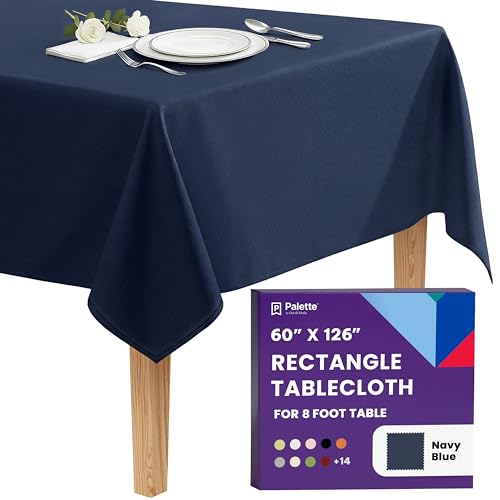 Gee Di Moda Rectangle Tablecloth - 60 x 126 Inch Navy Blue Table Cloth for 8 Foot Rectangle Table - Heavy Duty Washable Fabric - for 8 Ft Buffet Table, Holiday Party, Dinner, Wedding & Baby Shower