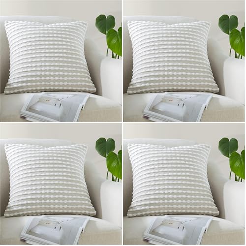 Catherine Lansfield Stab Stitch 43x43cm Cushion Cover Natural (Pack of 4)