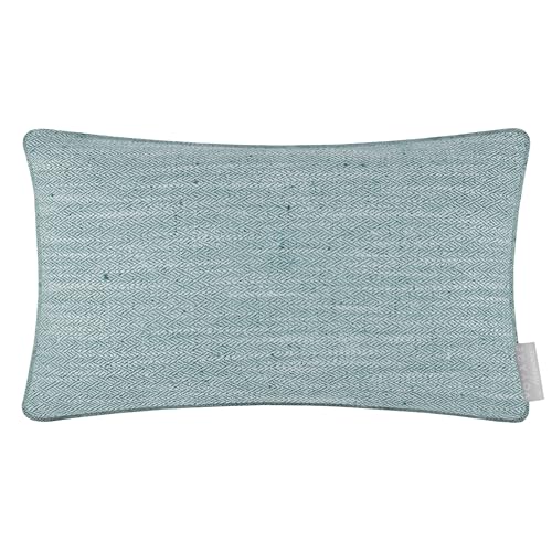 Voyage Maison Jedburgh Feather Filled Cushion – Herringbone Textured Woven Artisan Country Décor (Teal - 30x50cm)