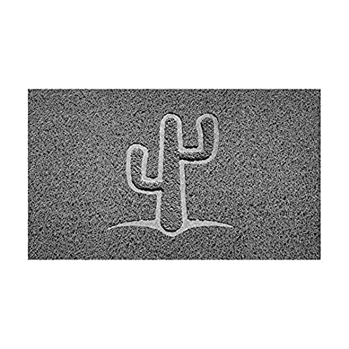 Nicoman Embossed Spaghetti Door Mat Dirt-Trapper Jet-Washable Doormat 70x43cm (Grey, CACTUS Shape) - Use Outdoor ONLY