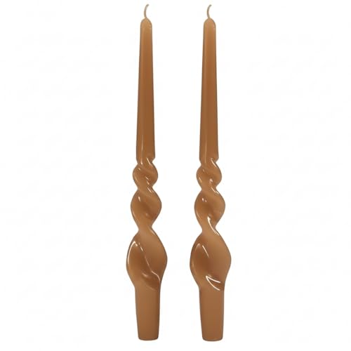Set of 2 Candlestick Candles Lacquered Handcrafted - Home Decor Collection - Height 30 cm - Cereria di Giorgio - Mocha Mousse Colour