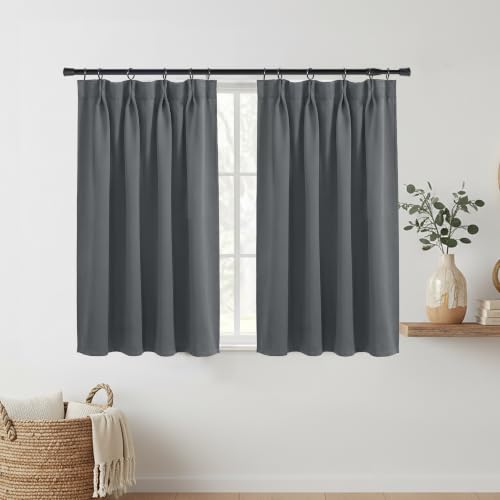 Lino Rosa Door Curtains for Door Window,Pinch Pleated Blackout Small Front Back Curtains for Kitchen Inside House Glass Window,26 x 40 Inch Length
