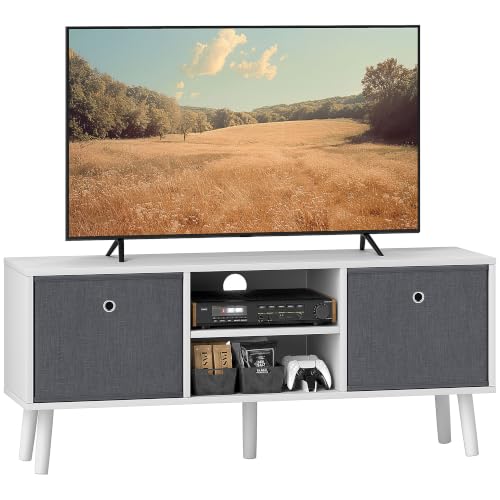 HOMCOM TV Cabinet Stand Unit for Up to 50-Inch Flat-Screen TVs White/Grey