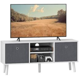 HOMCOM TV Cabinet Stand Unit for Up to 50-Inch Flat-Screen TVs White/Grey