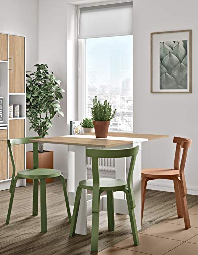 Symbiosis Folding Dining Table, Oak and White Marble Look, 103/67/28 x 76 x 73.4 cm (LxPxA)