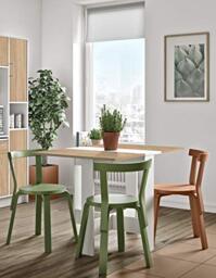 Symbiosis Folding Dining Table, Oak and White Marble Look, 103/67/28 x 76 x 73.4 cm (LxPxA)
