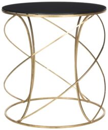 SAFAVIEH Glam Accent Table with Iron Legs, in Gold and Black, 51 X 51 X 53.84