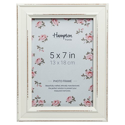 Hampton Frames PALOMA Distressed Shabby Chic Picture Photo Frame White 5x7 (13x18cm) PAL301957W