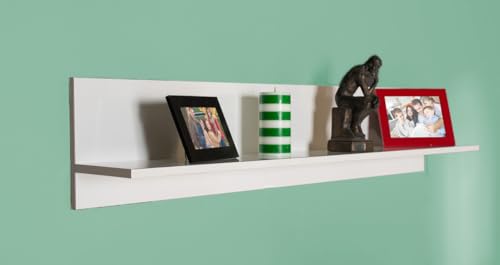 Stylish Wall Shelf, White, 120 x 25 x 20 cm, 100% Melamine Coated Particle Board, 16 mm Thick, Perfect for Modern Home Decor & Organization