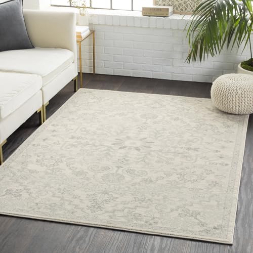 Livabliss Lou Asmara Vintage Carpet 200x275 cm – Scandi Neutral Boho Style for Living Room & Bedroom, Easy Care Floor Covering, Light Grey